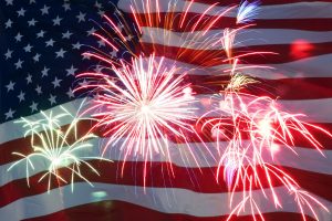 Flag and Fireworks
